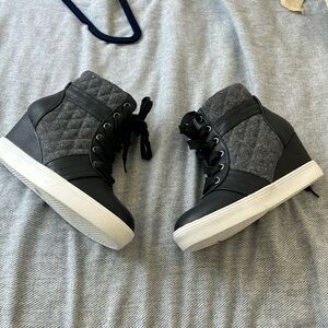 Women's Black and Gray High-Top Sneakers